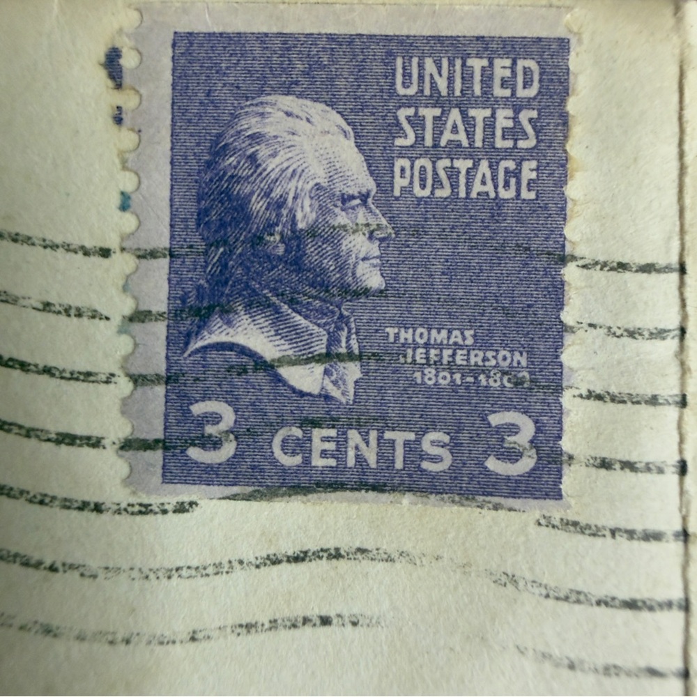 1930's Thomas Jefferson Purple 3 Cents US‎ Postage Stamp Used #C012